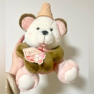 Vintage 1993 Hallmark Bear SCOOP Ice-Cream Cone Plush Rare Neapolitan